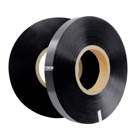 Текстильная лента, сатин (PS773C Black satin) 20мм х 200м, чёрный